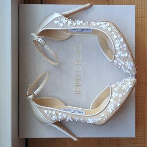 EUC Sz 36 Ivory Jimmy Choo Lucy 100 mm 👠👠